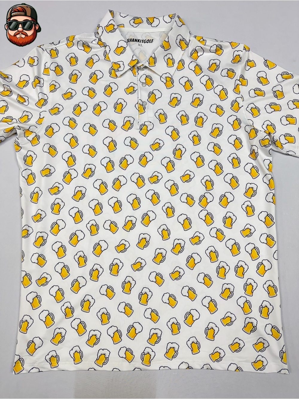 Shankitgolf White Beer Mugs XL Golf Polo Short Sleeve